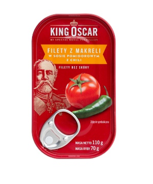 Makrelenfilets in Tomatensauce mit Chili - 110g - King Oscar